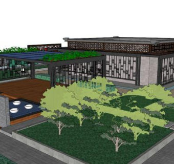 厂矿绿化设计su模型下载_sketchup草图大师SKP模型