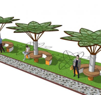 叶子廊架SU模型下载_sketchup草图大师SKP模型