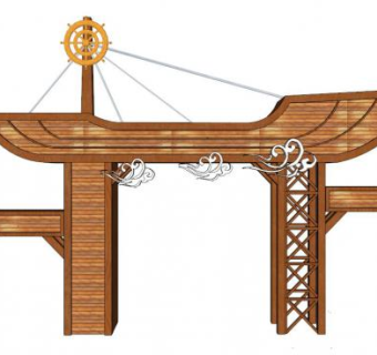 木制大门su模型下载_sketchup草图大师SKP模型