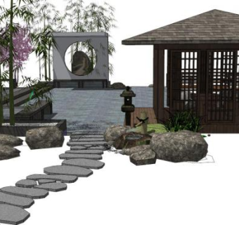 园路汀步su模型下载_sketchup草图大师SKP模型