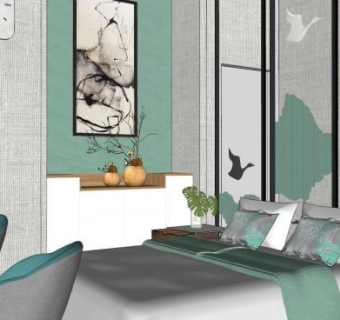 民宿客房设计su模型下载_sketchup草图大师SKP模型