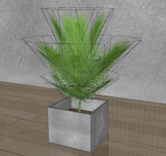混凝土盆栽植物SU模型下载_sketchup草图大师SKP模型