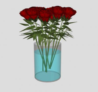 玫瑰花瓶SU模型下载_sketchup草图大师SKP模型