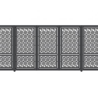 中式铁艺围墙su模型下载_sketchup草图大师SKP模型