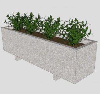 人造石长方形花盆SU模型下载_sketchup草图大师SKP模型