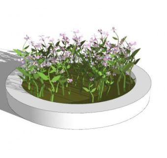 带花的花坛SU模型下载_sketchup草图大师SKP模型