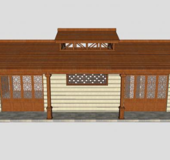中式小木屋房子SU模型下载_sketchup草图大师SKP模型