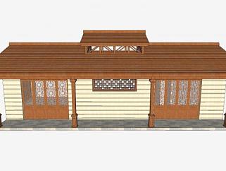 中式小木屋房子SU模型下载_sketchup草图大师SKP模型
