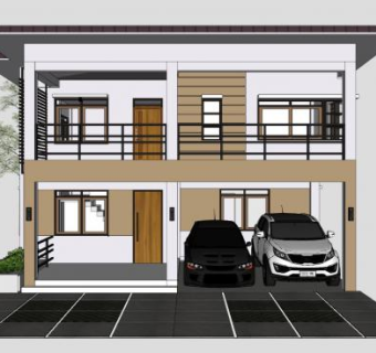 两层别墅住宅建筑SU模型下载_sketchup草图大师SKP模型