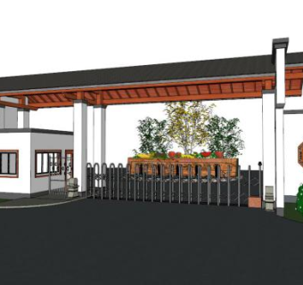 园林景观大门SU模型下载_sketchup草图大师SKP模型