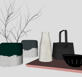 陶瓷工艺花瓶装饰品SU模型下载_sketchup草图大师SKP模型