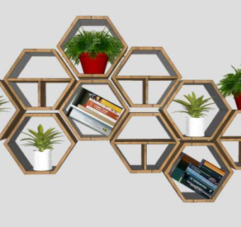 蜂巢壁挂书架SU模型下载_sketchup草图大师SKP模型