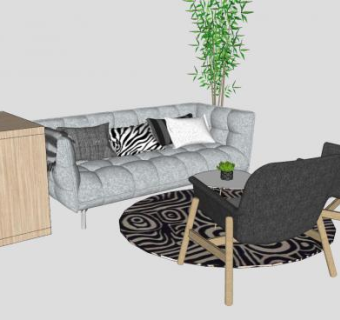 北欧客厅软装家具SU模型下载_sketchup草图大师SKP模型