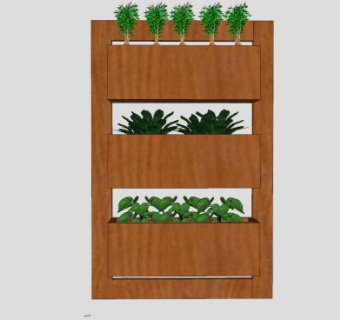 室内木质植物花架花箱SU模型下载_sketchup草图大师SKP模型
