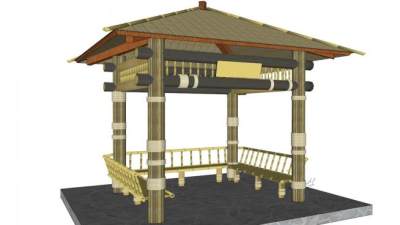 竹亭SU模型下载_sketchup草图大师SKP模型