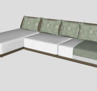 现代布艺拐角沙发SU模型下载_sketchup草图大师SKP模型