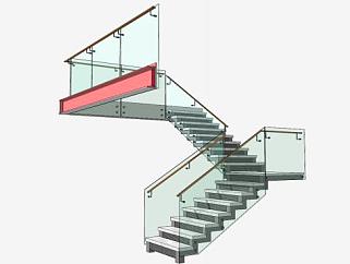 玻璃扶手楼梯sketchup模型下载_sketchup草图大师SKP模型
