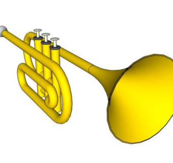 小号口吹的小号喇叭SKP模型_su模型下载 草图大师模型_SKP模型