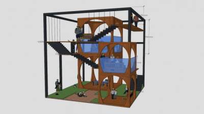 大型观景台SU模型下载_sketchup草图大师SKP模型