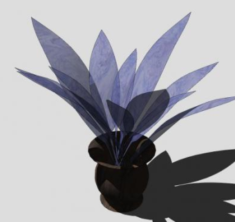 蓝色蕨类盆栽SU模型下载_sketchup草图大师SKP模型