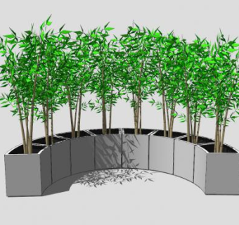 弧形竹子盆栽SU模型下载_sketchup草图大师SKP模型