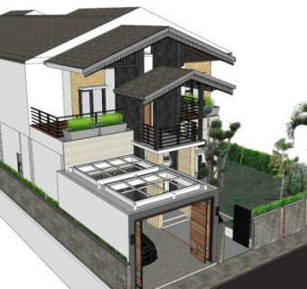 单层坡屋顶su模型下载_sketchup草图大师SKP模型