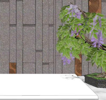 紫藤盆栽SU模型下载_sketchup草图大师SKP模型
