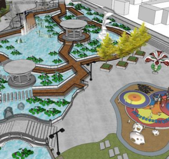 城市运动公园su模型下载_sketchup草图大师SKP模型