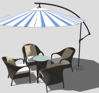 带伞桌椅su模型下载_sketchup草图大师SKP模型