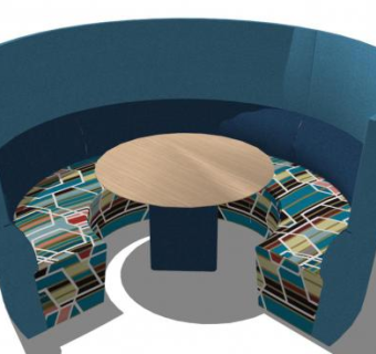 半圆沙发卡座su模型下载_sketchup草图大师SKP模型