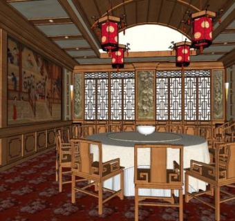 新中式茶楼su模型下载_sketchup草图大师SKP模型