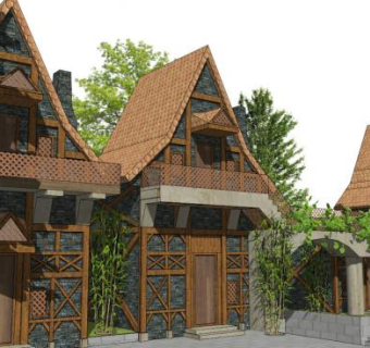 村庄入口su模型下载_sketchup草图大师SKP模型