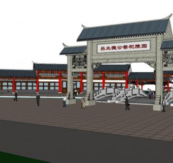 古建祠堂su模型下载_sketchup草图大师SKP模型