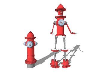 现代消防栓<em>机器人</em>SU模型下载_sketchup草图大师SKP模型