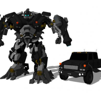 铁皮变形金刚SU模型下载_sketchup草图大师SKP模型