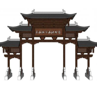 古牌坊楼盖su模型下载_sketchup草图大师SKP模型
