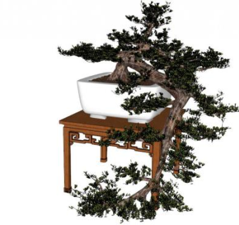 中式花盆su模型下载_sketchup草图大师SKP模型