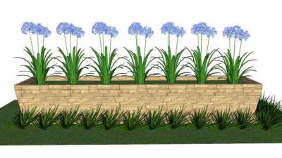 百子莲花箱盆栽SU模型下载_sketchup草图大师SKP模型