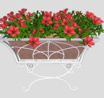 朱瑾花铁艺花箱SU模型下载_sketchup草图大师SKP模型