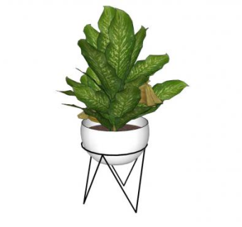 铁艺花架观赏盆栽SU模型下载_sketchup草图大师SKP模型