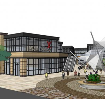 商场景观su模型下载_sketchup草图大师SKP模型