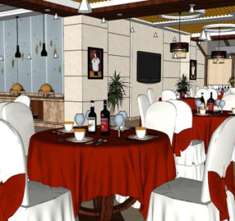 饭店店面su模型下载_sketchup草图大师SKP模型
