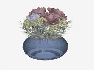 玻璃<em>花瓶植物</em>装饰SU模型下载_sketchup草图大师SKP模型