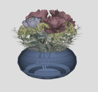 玻璃花瓶植物装饰SU模型下载_sketchup草图大师SKP模型