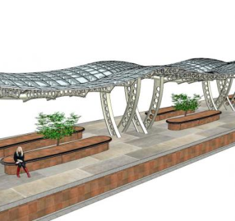 工业廊架su模型下载_sketchup草图大师SKP模型