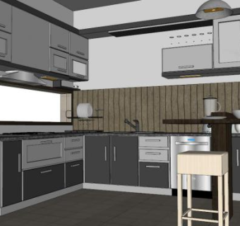 家庭厨房su模型下载_sketchup草图大师SKP模型
