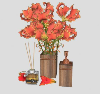 卫浴花瓶装饰品SU模型下载_sketchup草图大师SKP模型