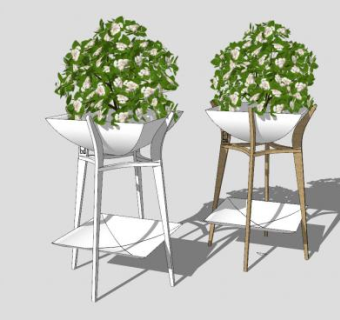 现代花架盆栽SU模型下载_sketchup草图大师SKP模型