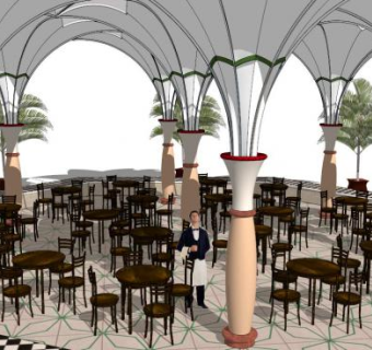 现代园林桌椅su模型下载_sketchup草图大师SKP模型