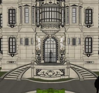 大型建筑大厅门SU模型下载_sketchup草图大师SKP模型